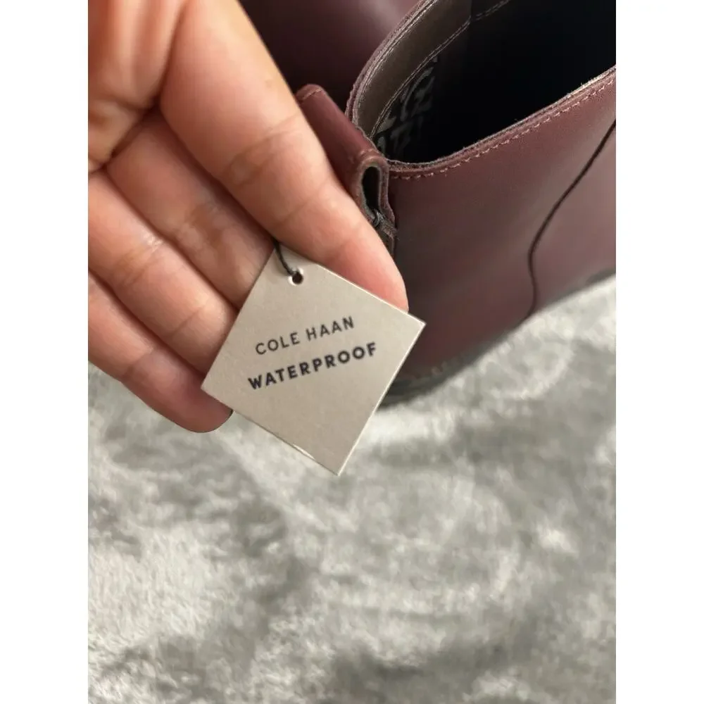 Cole Haan River Chelsea Waterproof Burgundy Leather Ankle Boot Size 9 Never Worn